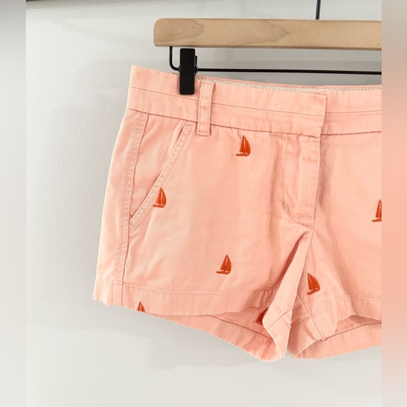 J. Crew Sailboat Embroidered Broken In Chino Shorts Orange Size 6 - Picture 4 of 8